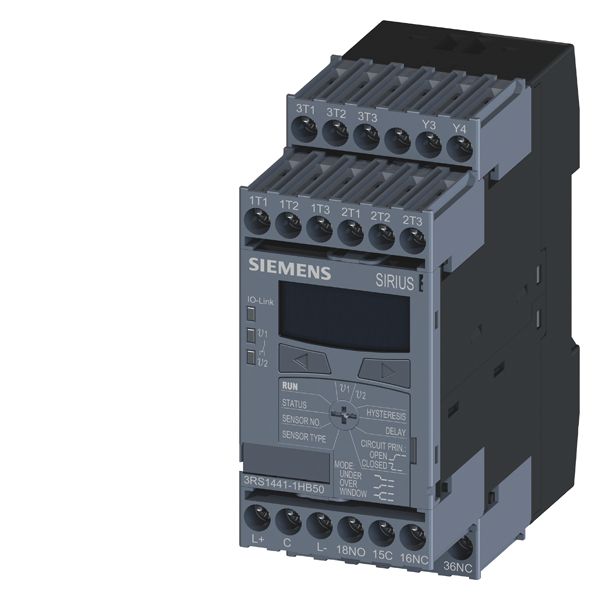 TEMPERATURE MONITORING RELAY FOR IO-LINK PT100/1000, KTY83/84, NTC 1 TO 3 SENSORS, 2 LIMIT VALUES -50 DEGR. C TO 750 DEGR. C 3X1W, WIDTH 45 MM SCREW TERMINAL