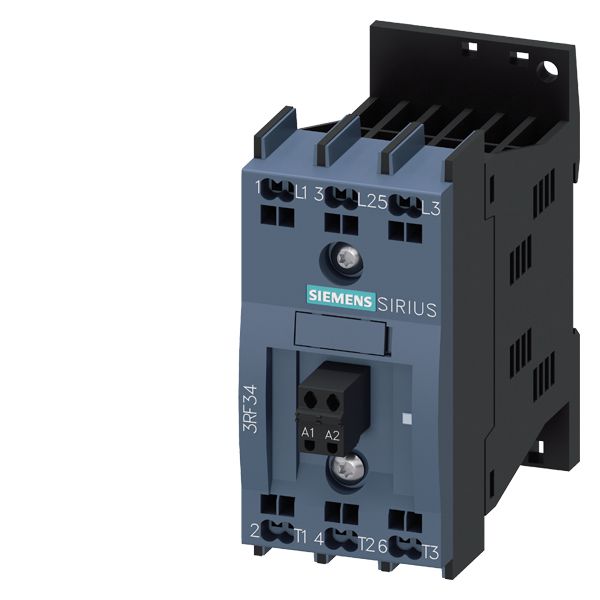 Solid-state contactor 3-ph 3RF3 AC53 5.2a 40 degrees c 48-480v / 24V DC 2-ph. controlled instantaneous spring-loaded terminals
