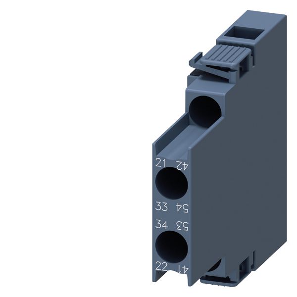 Lateral aux.switch block,side, 1NO+1NC, curr.path 1NC, 1NO, for motor contactors, sz s00, screw terminal r 21/22, 33/34 l 41/42, 53/54
