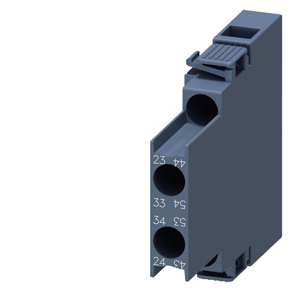 Lateral aux.switch block,side, 2NO, curr.path 1NO, 1NO, for motor contactors, sz s00, screw terminal r 23/24, 33/34 l 43/44, 53/54