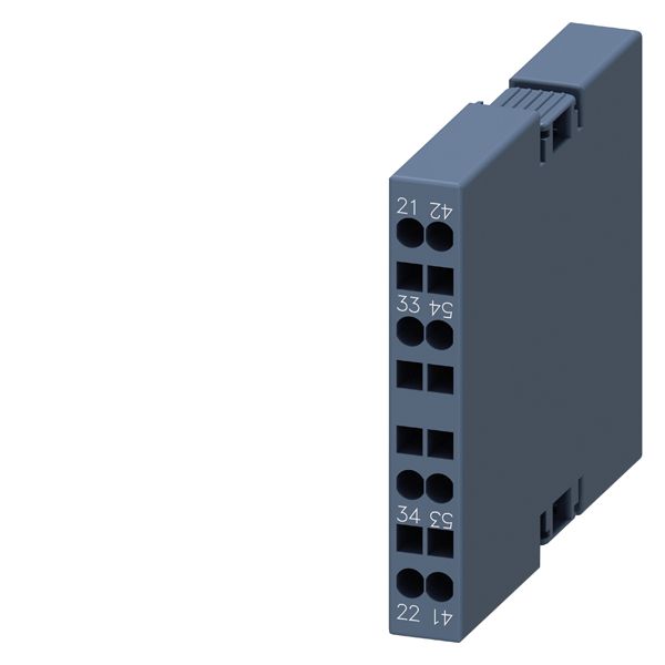 Lateral aux.switch block,side, 1NO+1NC, curr.path 1NC, 1NO, for motor contactors, sz s00, spring-loaded terminal r 21/22, 33/34 l 41/42, 53/54