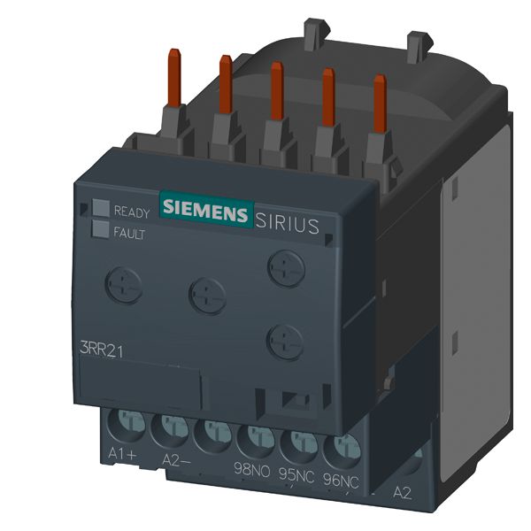 Monitoring relay attachable to contactor 3rt2. size s00 basic, analog adjustable apparent current monitoring 1.6 - 16a, 50-60 HZ, 2-phase supply 24-240 V AC/DC1 co contact monitoring for current overshoot/undershoot phase failure, wire break with or w/o error log on-delay 0-60 s spurious peak suppr.0-30 s switching hysteresis 6% screw connection