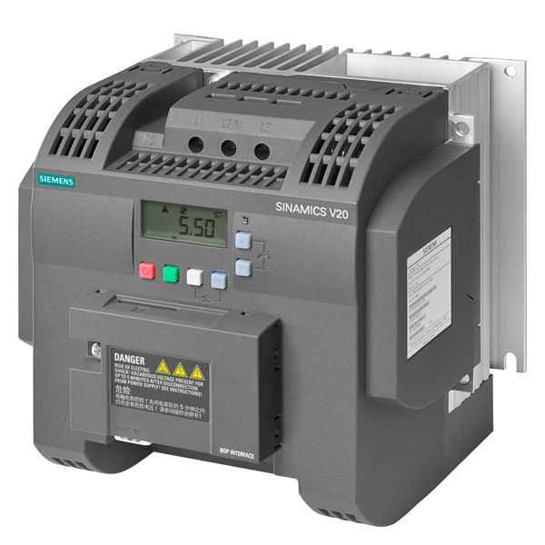 SINAMICS V20 3AC380-480V -15/+10% 47-63HZ RATED POWER 0.75KW WITH 150% OVERLOADFOR 60SEC INTEGRATED FILTER C3 I/O-INTERFACE 4DI, 2DO,2AI,1AO FIELDBUS USS/ MODBUS RTU WITH INBUILT BOP PROTECTION IP20/ UL OPEN TYPE SIZE FSA 90X150X146(HXWXD) FLATPLATE