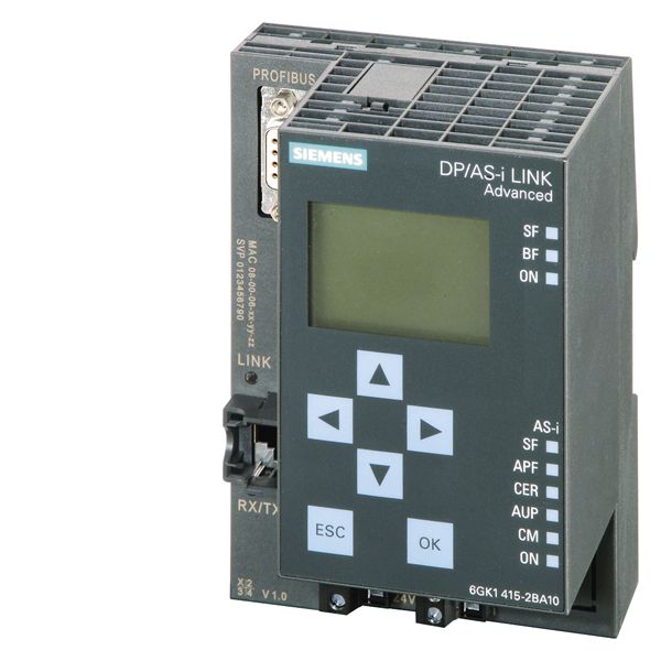 SIMATIC net, dp/as-interface link network transition PROFIBUS dp/as-interface with master profile m3,m4 acc. to extended as-i specification v3.0 for integration in PROFIBUS dp single master with display protection mode IP20