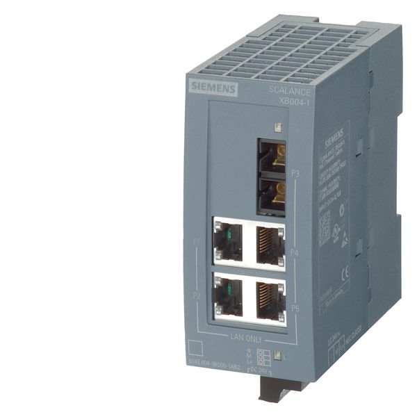 SCALANCE XB004-1LD UNMANAGED INDUSTRIAL ETHERNET SWITCH FOR 10/100MBIT/S WITH 4X 10/100MBIT/S TWISTED PAIR- PORTS WITH RJ45-SOCKETS 1 X100MBIT/S SINGLEMODE GLASS LWL-PORT WITH SC-SOCKET FOR CONFIGURING SMALL STAR- AND LINE TOPOGRAPHIES LED-DIAGNOSIS, IP20, 24 V DC POWER SUPPLY, INCL. MANUAL