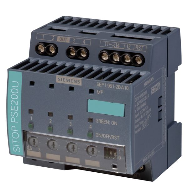 SITOP PSE200U 3 A SELECTIVITY MODULE 4-CHANNEL INPUT 24 V DC OUTPUT 24 V DC/3 APER EACH CHANNEL OUTPUT CURRENT ADJUSTABLE 0.5-3