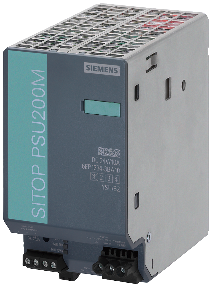 Product image for Siemens 6EP13343BA10 120/230 to 500 VAC Input 24 VDC 10 Amp Output Stabilized Power Supply