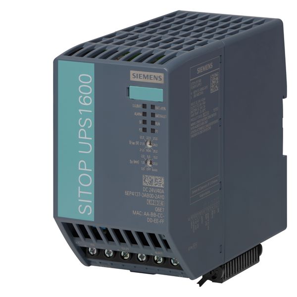 SITOP UPS1600 40A ETHERNET/PROFINET UNINTERRUPTIBLE POWER SUPPLY WITH ETHERNET/PROFINET INTER-FACE INPUT 24 V DC OUTPUT 24 V DC/40 A