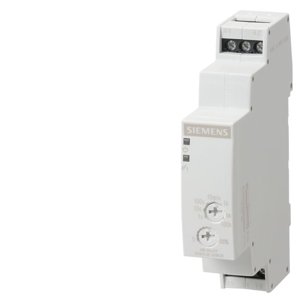 Time relay, mount. on-delay 1 w, 7 time setting ranges, 0.05 s...100 h, AC/DC 12. .240 V, wide range supply voltage