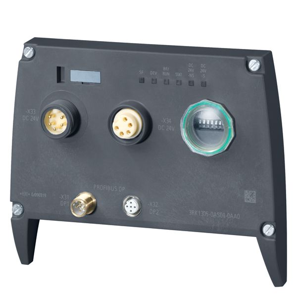 SIRIUS motor starter m200d communications module PROFIBUS dp removable bus interface 2 x m12 with looping power connection 24v 2 x 7/8 with looping integr. busterminator resistor using a technology module 3RK1395* usable as motor starter m200d with comm.