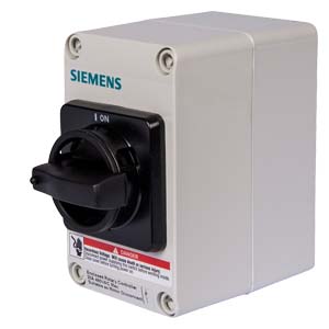 Siemens Low Voltage Circuit Protection OEM Disconnect ( & ) Accessories. Type ENCLOSED, SAFETY SWITCH Std UL A. Rating 60/100A F. Rating 60Hz Action SINGLE THROW. 2-3 point mounting holes. O. Cycles 10000 O. Temperature (-20F-120F) AMBIENTTEMPERATURE Environmental Conditions INDOOR