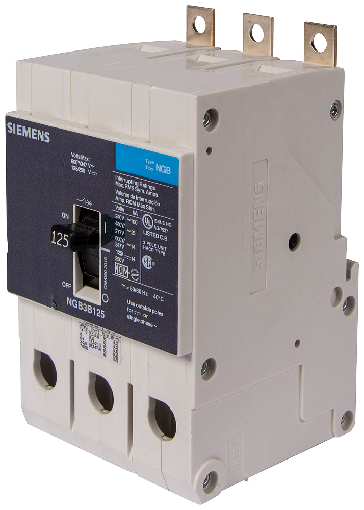 SIEMENS LOW VOLTAGE PANELBOARD MOUNT G FRAME CIRCUIT BREAKER WITH THERMAL - MAGNETIC TRIP. UL LISTED LGB FRAME WITH VERY HIGH BREAKING CAPACITY. 30A 3-POLE (14KAIC AT 600Y/347V) (65KAIC AT 480Y/277V). SPECIAL FEATURES MOUNTS ON PANELBOARD,LOAD SIDE LUGS ONLY (TC1Q1) WIRE RANGE 14 - 10 AWS (CU/AL). DIMENSIONS (W x H xD) IN 3 x 5.4 x 2.8.