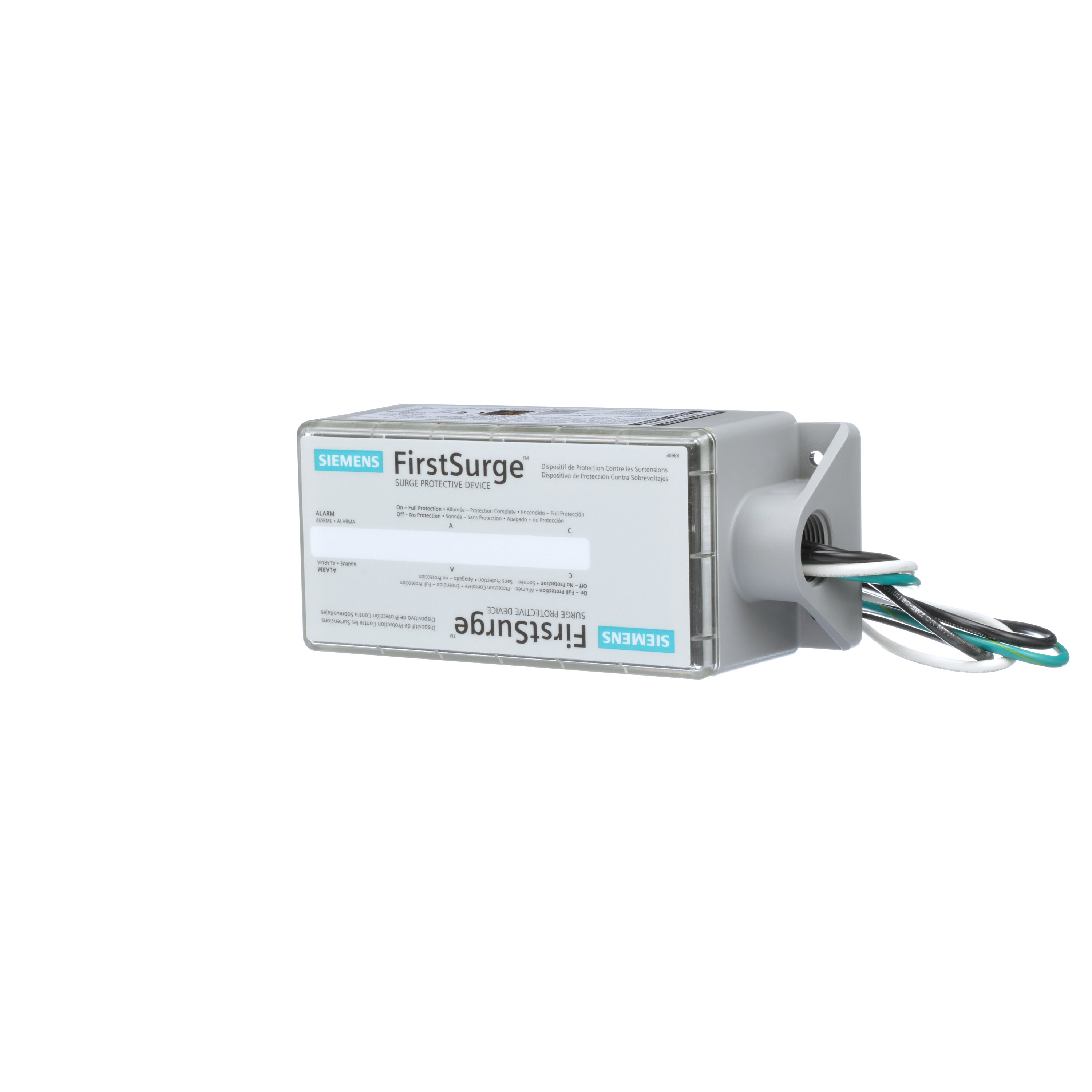 FirstSurge type 2 surge protective device. Rated 120/240V split pahse (Up to 400A) at 50/60Hz. Surge spike capacity 100kA. Special features less than 1 nanosecond response time, Nema 4X enclosure (indoor - outdoor), 3 stage commercial grade notification, ground reference monitoring (GRM), installs onto any brand load center, clamshell enclosure