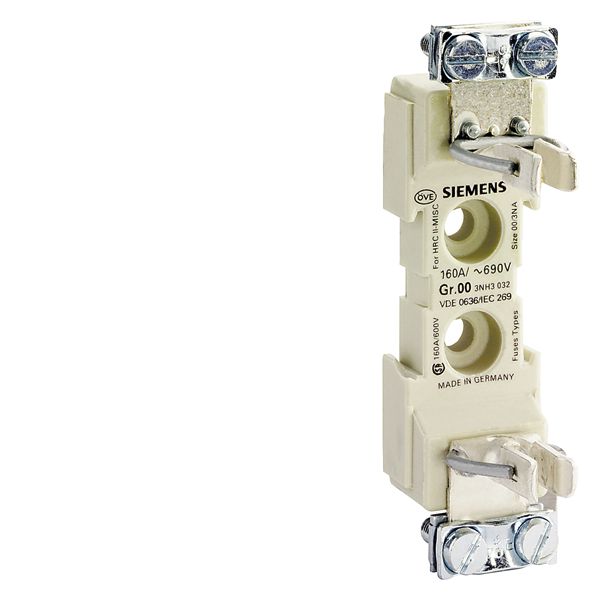 FUSE BASE,LV HRC,160A,660V,1-POLE CLIP-TYPE TERMINAL, 6X70SQMM SINGLE-POLE, 160A, SIZE 00 LV HRC FUSE BASDE, 660V