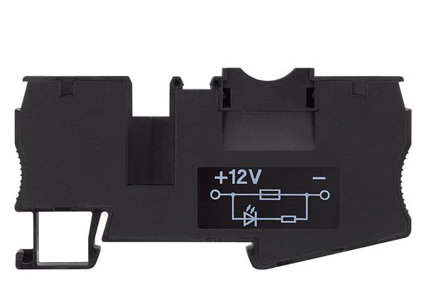 FUSE TERMINAL WITH ILLUM. DISPLAY, 24V DC WITH 4 MM2 SPRING CONNECTION, FOR AUTOM. CIRCUIT-BREAKER, WIDTH 8.2 MM, COLOR BLACK ONLY FOR SHORT-CIRCUIT