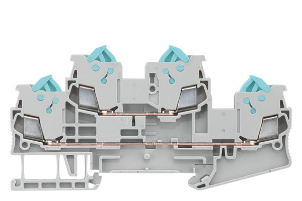 TWO-TIER TERMINAL WITH QUICK CONNECTION, SECTION 0.25-1.5 MM2, WIDTH 5.2 MM, COLOR BLUE
