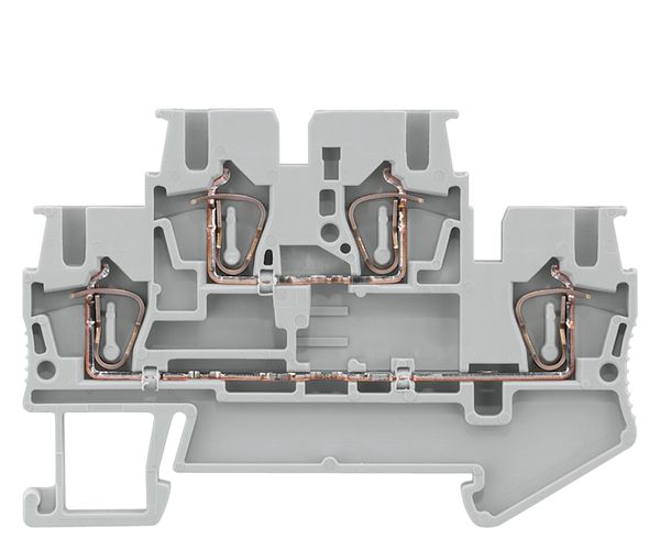 TWO-TIER TERMINAL NON-ISOLATED, WITH SPRING CONNECTION, SECTION 0.08 - 2.5 MM2,WIDTH 5.2 MM, COLOR GRAY