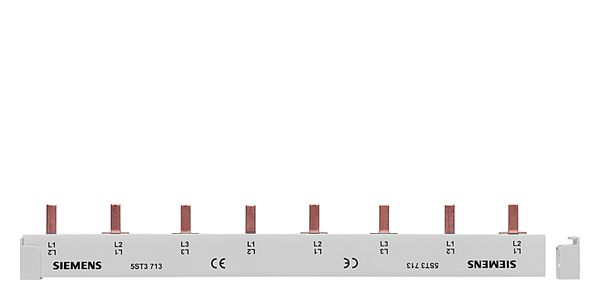 BUSBAR,FULLY INSULATED,3X (1-PHASE+ACC) Busbar,Fully Insulated,3x(1-Phase+Acces),214 mm,Not UL Rated,1 Side/Center Infeed 65A/120A, ,for use with 5SY4, 5SY5