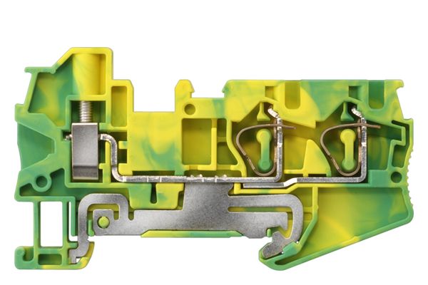 HYBRID PE TERMINAL SCREW AND 2X SPRING CONNECTION SECTION 0.08 - 4 MM2, WIDTH 5.2 MM, COLOR GREEN-YEL.