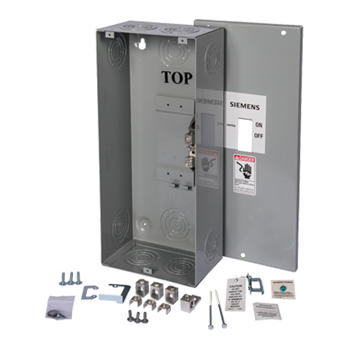SIEMENS LOW VOLTAGE ENCLOSED SENTRON MOLDED CASE CIRCUIT BREAKER (ASSEMBLED) WITH THERMAL - MAGNETIC TRIP UNIT. 70A 2-POLE 600V STANDARD 40 DEG C BREAKER FD FRAME WITH STANDARD BREAKING CAPACITY (FD62B070). INTERCHANGEABLE TRIP UNIT. NEMA TYPE 3R ENCLOSURE (F6N3R). ORDER NEUTRAL (N250). INCLUDES LINE AND LOAD SIDE LUGS (TA1FD350A) WIRE RANGE 6AWG - 350KCMIL (CU) / 4AWG - 350KCMIL (AL). ENCLOSURE DIMENSIONS (W x H x D) IN 14.06 x 38.13 x 7.75.