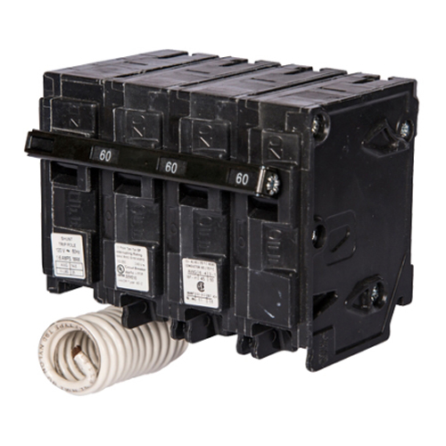 Siemens Low Voltage Residential Circuit Breakers Miniature Thermal Mag Circuit Breakers - Type QP/MP, 3-Pole, 240VAC are Circuit Protection Load Center Mains, Feeders, and Miniature Circuit Breakers. Type QP/MP Special Features Shunt Trip 120V Application Electrical Distribution Standard UL 489 Voltage Rating 120/240VAmperage Rating 90A Trip Range Thermal Magnetic Interrupt Rating 22 AIC Number Of Poles 3P Connection PLUG-IN Length 5 Width 4 Height 4