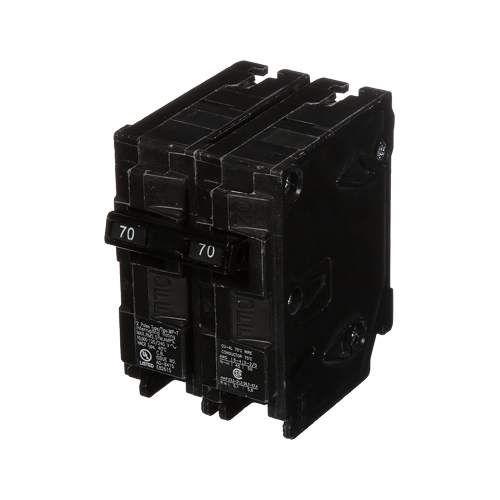 Siemens Low Voltage Residential Circuit Breakers Miniature Thermal Mag Circuit Breakers - Type QP/MP, 2-Pole, 120/240VAC are Circuit Protection Load Center Mains, Feeders, and Miniature Circuit Breakers. Type MP-T Application For Use In 125 AMP And 225 AMP Single Phase Output WMM, WML, WMT meter stacks Standard HACR Rated Voltage Rating 120/240 Amperage Rating 70 Interrupt Rating 10 Number Of Poles 2 Operating Temperature 40