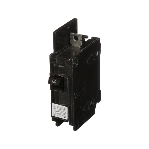 Siemens Low Voltage Molded Case Circuit Breakers General Purpose MCCBs are Circuit Protection Molded Case Circuit Breakers. 1-Pole circuit breaker type BQ. Rated 120V (060A) (AIR 10 kA). Special features Load side lugs are included.
