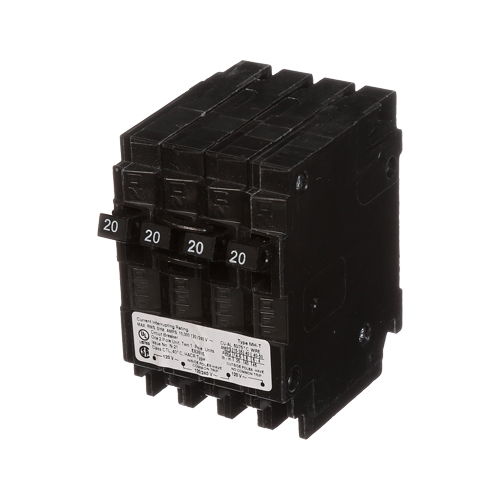 Siemens Low Voltage Residential Circuit Breakers Miniature Thermal Mag Circuit Breakers - Duplex, Triplex, Quadplex are Circuit Protection Load Center Mains, Feeders, and Miniature Circuit Breakers. Type MH-T, Triplex Features 1/2 IN W-per-pole construction , Center common trip Wire Size 14-8 AWG CU, 12-8 AWG AL Std UL Listed, CSA Certified, SWD, HACR Rated V. Rating 120/240 A. Rating (2) 1-Pole 20 AMP, (1) 2-Pole 20 AMP Interrupt Rating 10 Number Of Poles 3 L 3/1/2008 W 2 H3 Operating Temperature 40