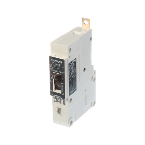 SIEMENS LOW VOLTAGE PANELBOARD MOUNT G FRAME CIRCUIT BREAKER WITH THERMAL - MAGNETIC TRIP. UL LISTED HGB FRAME WITH HIGH BREAKING CA PACITY. 35A 1-POLE (14KAICAT 347V) (35KAIC AT 277V). SPECIAL FEATURES MOUNTS ON PANELBOARD, LOAD SIDE LUGS ONLY (TC1GG20) WIRE RANGE 8 - 1/0 AWS (CU/AL). DIMENSIONS (W x H x D) IN 1 x 5.4 x 2.8.