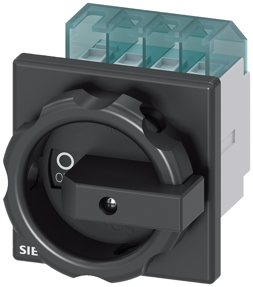 MAIN CTRL SW,3-PL,P/AC-16A AT 400V=7,5KW ROTARY ACTUATOR BLACK FRONT MOUNTING 4-HOLE MOUNTING IU=16, P/AC-23A AT 400V=7.5KW 3-P. MAIN CTR./EM.-STOP SWITCH