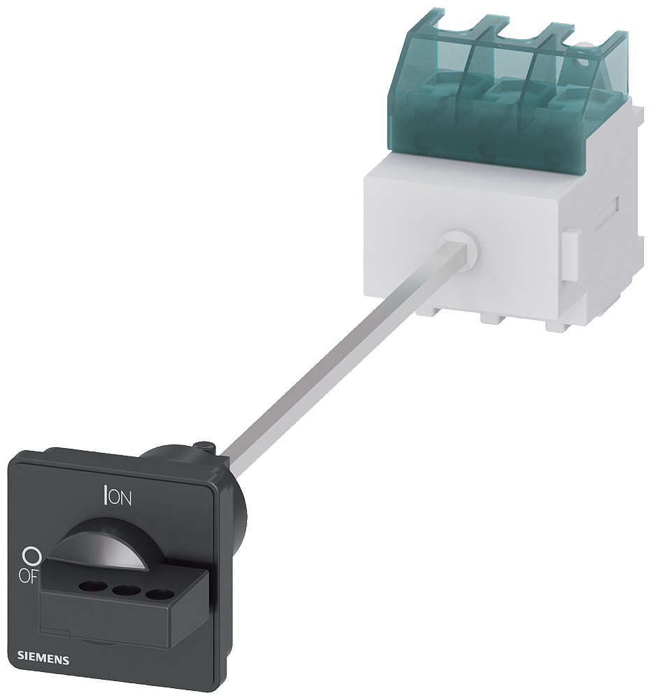 SENTRON, 3LD switch disconnector, main switch, 3- pole, Iu 63 A, Operational power / at AC-23 A at 400 V 22 kW, floor mounting with door coupling, knob-operated mechanism, black, 4-hole mounting of the handle