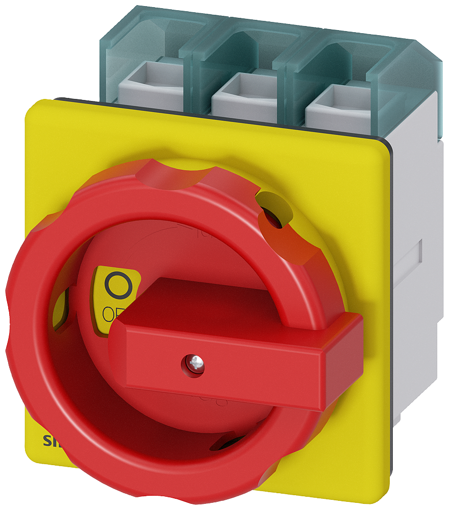 DISC SWTCH 3P R/Y ROTARY 100A 4HOLE DOOR ROTARY ACTUATOR RED/YELLOW FOUR-HOLE MOUNTING FRONT MOUNTING IU=100, P/AC-23A AT 400V=37KW EMGNCY MAIN CNTRL SWITCH 3-POLE