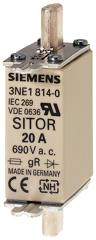 a11103115AC,690V,(GR.000),16A 16A , AC 690 V ,(SIZE 000) UTILIZ. CATEGORY GR, DIN 43620 SITOR FUSE-LINK
