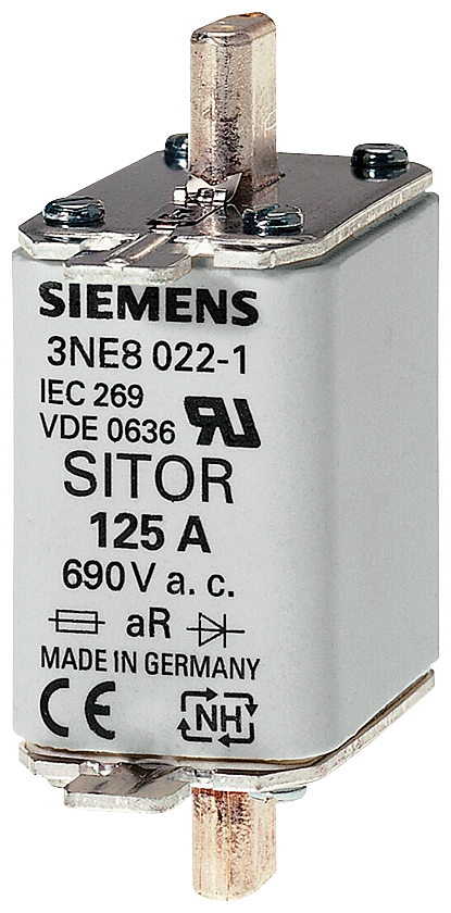 SITOR fuse link, with blade contacts, NH00, In 80 A, gR, Un AC 690 V, Un DC 250V, Front indicator
