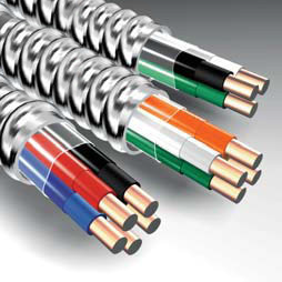 Product image for MC Cable 10/2 Stranded (Brown,Gray) w/Ground Aluminum Armored Cable, 277/480V, 250ft Coil