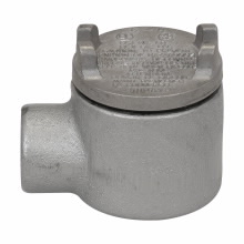 Product image for Crouse-Hinds Series GUA24 3/4 Inch Hub 2 Inch Cover Opening Cast Iron Conduit Outlet Box with Cover