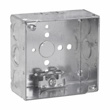 Product image for Crouse-Hinds TP431PF 4" Square Box w/ AC/MC Clamps, Welded, 2-1/8" Deep