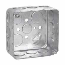 Product image for Crouse-Hinds TP434 4" Square Outlet Box, 2-1/8" Deep, Drawn Steel, 1/2" & 3/4" Side & Bottom Knockouts
