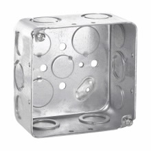 Product image for Crouse-Hinds TP438 4" Square Outlet Box, 2-1/8" Deep, Drawn Steel, 1/2" & 3/4" Side & Bottom Knockouts