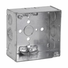 Product image for Crouse-Hinds Series TP450 2-1/8 Inch Depth 1/2 Inch Knockouts 25/Box 4 Inch Square Outlet Box