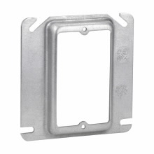 Product image for Crouse-Hinds TP482 1/4" Raised Steel 1-Device Square Outlet Box Mud Ring