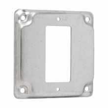 Product image for Crouse-Hinds TP513 4" Square Surface Cover, (1) GFCI Receptacle, 1/2" Raised, 5.5cu.in, Steel