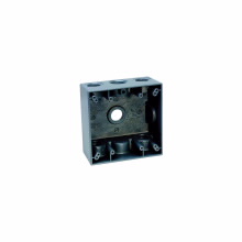 Product image for Crouse-Hinds TP7102 2-Gang Weatherproof Outlet Box, 2" Deep, 30.5cu.in., (5) 1/2" Outlet Holes, Gray