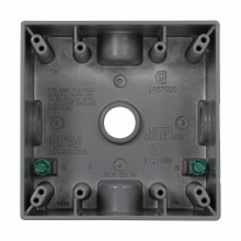 Product image for Crouse-Hinds TP7118 2" Gray Die-Cast Aluminum 2-Gang Weatherproof Outlet Box