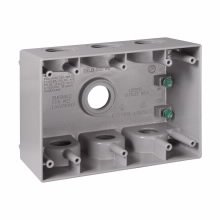 Product image for Crouse-Hinds Series TP7143 2-5/8 Inch Gray Die-Cast Aluminum 3-Gang Weatherproof Outlet Box