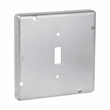 Product image for Crouse-Hinds TP720 4-11/16" Square Surface Cover, 1-Toggle Switch, 1/2" Raised, 9.0cu.in, Steel