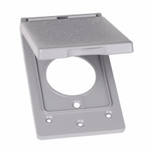Product image for Crouse-Hinds TP7214 1-Gang Weatherproof Vertical Single Receptacle Cover, Die Cast Aluminum, Gray