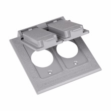 Product image for Crouse-Hinds Series TP7220 Gray Die-Cast Aluminum 2-Gang Self-Closing Weatherproof Outlet Box Cover with Gasket