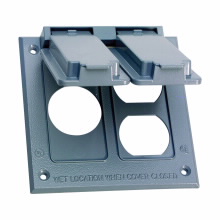 Product image for Crouse-Hinds Series TP7224 Gray Die-Cast Aluminum 2-Gang Self-Closing Weatherproof Outlet Box Cover with Gasket