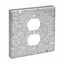Product image for Crouse-Hinds TP722 4-11/16" Square Surface Cover, 1-Duplex Receptacle, 1/2" Raised, 9.0cu.in, Steel